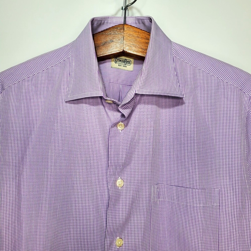 Gitman Bros. Purple Checkered Button Up Dress Shi… - image 2